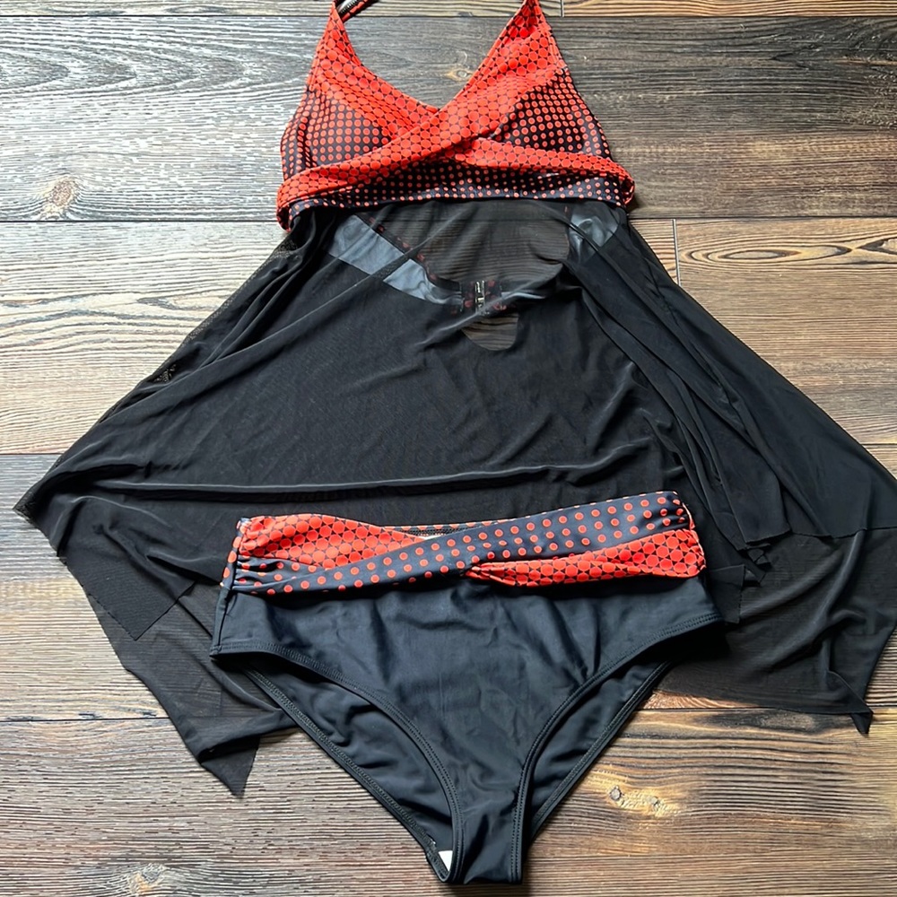 Sheer Tankini with cross cross detailing